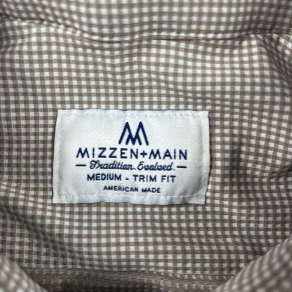 Mizzen Main Performance Shirt Mens M Green Check Trim Fit Maylard Button Lng Slv - Picture 3 of 9